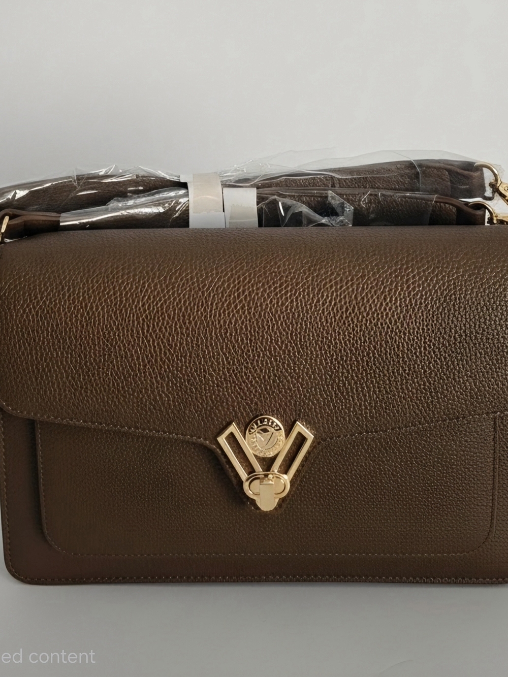Valentino Orlandi Brown Leather Shoulder Bag with Gold Hardware